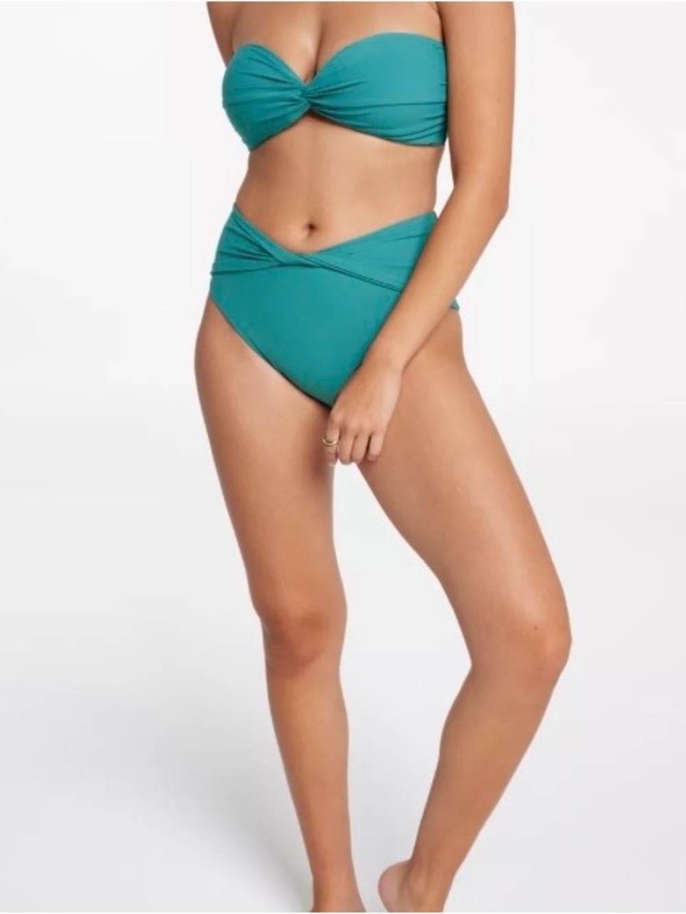 CALIA by Carrie Underwood Teal Twist High-Waist Bikini Bottom